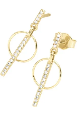 Luigi Merano Paar Ohrstecker Ring & Stab, mit Brillanten, Gold 585