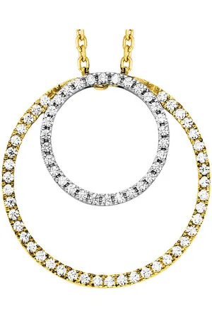 JULIE JULSEN Kette mit Anhänger 925/- Sterling Silber rhodiniert/vergoldet 2 Kreise Zirkonia