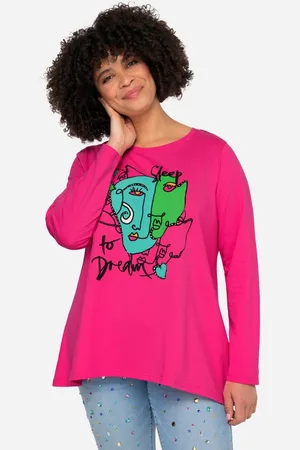 Angel of Style T-Shirt T-Shirt Gesichts-Motiv Rundhals Langarm - Verkäufer: Popken Fashion Group