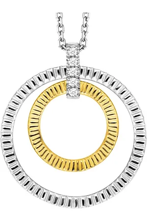 JULIE JULSEN Kette mit Anhänger 925/- Sterling Silber rhodiniert/vergoldet 2 Kreise Zirkonia