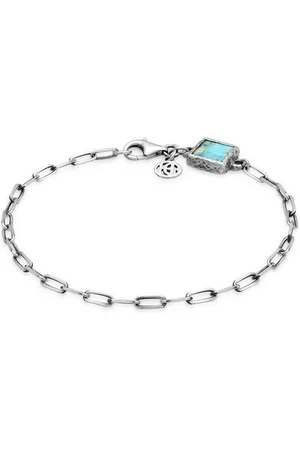Haze & Glory Silberarmband Gliederkette Kupfer Türkis Anhänger 925 Silber, Viereck - Verkäufer: JULIE & GRACE GmbH