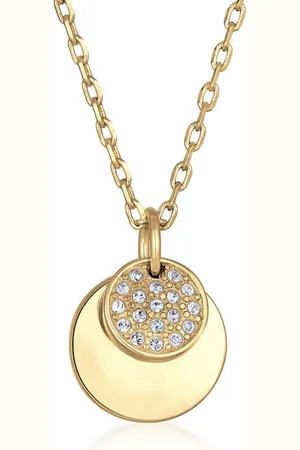 Elli Kette mit Anhänger Plättchen Kristalle Elegant Silberfarben, Plättchen - Verkäufer: JULIE & GRACE GmbH