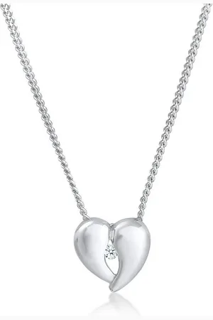 Elli DIAMONDS Kette mit Anhänger Herz Liebe Filigran Diamant (0.03 ct) 925 Silber, Herz - Verkäufer: JULIE & GRACE GmbH