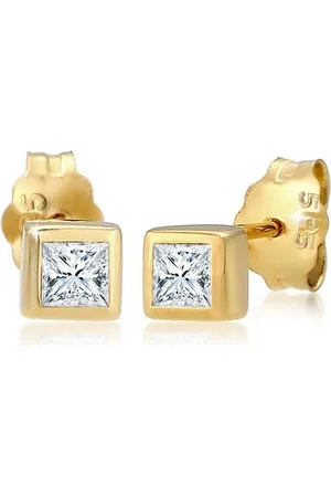 Elli DIAMONDS Paar Ohrstecker Ohrstecker Quadrat Diamant Weiß Princess Cut (0.2 ct) 585 Gelbgold, Viereck - Verkäufer: JULIE & GRACE GmbH