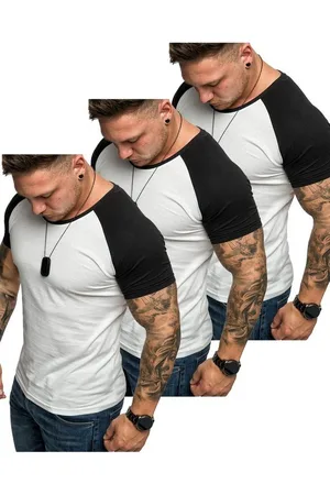 amaci T-Shirt 3. SALEM 3er-Pack T-Shirts (3er-Pack) Herren Basic Oversize Kontrast Raglan T-Shirt - Verkäufer: