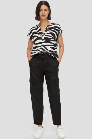 QS by s.Oliver 7/8-Hose Super High Rise Leinenhose mit verkürztem Bein und Cargotaschen - Verkäufer: