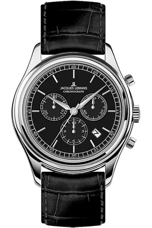 Jacques Lemans Chronograph St. Moritz 1-2188A, Quarzuhr, Armbanduhr, Herrenuhr, Datum, Lederarmband