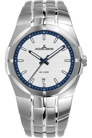 Jacques Lemans Quarzuhr Monte Carlo 1-2177B, Armbanduhr, Herrenuhr, Datum, Leuchtzeiger, Edelstahlarmband