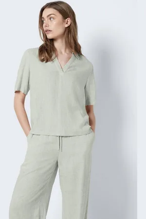Noisy May Blusenshirt Top Lässiges Polokragen Shirt Bequeme Kurzarm Bluse NMLEILANI S/S POLO TOP WVN NOOS - Verkäufer: ARIZONAS
