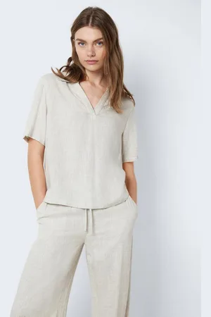 Noisy May Blusenshirt Top Lässiges Polokragen Shirt Bequeme Kurzarm Bluse NMLEILANI S/S POLO TOP WVN NOOS - Verkäufer: ARIZONAS