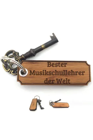 Mr. & Mrs. Panda Schlüsselanhänger Musikschullehrer - Bambus - Geschenk, Schenken, Holz Schlüsselanhänge (1-tlg), Mit Liebe bedruckt - Verkäufer: