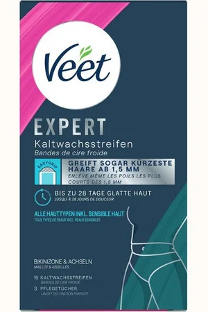Veet Kaltwachsstreifen EXPERT, 16 St., Für Bikinizone & Achseln, - zur Haarentfernung für alle Hauttypen inkl. sensibler Haut - Verkäufer: PENNGUIN-DE