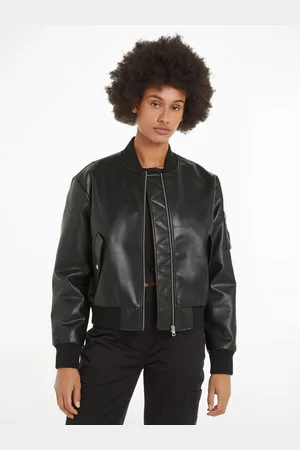 Calvin Klein Collegejacke FAUX LEATHER BOMBER JACKET mit Logoprägung