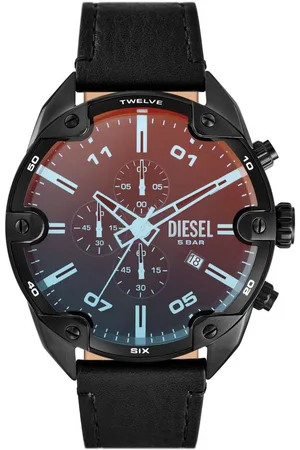 Diesel Chronograph SPIKED DZ4667, Armbanduhr, Herrenuhr, Lederarmband, analog, Tag, Stoppfunktion