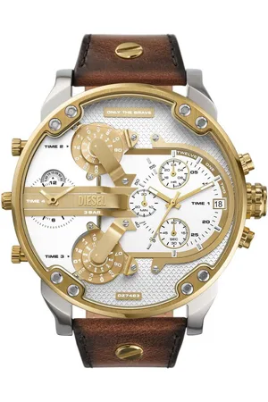 Diesel Chronograph MR. DADDY 2.0 DZ7483, Armbanduhr, Herrenuhr, Lederarmband, analog, Tag, Stoppfunktion