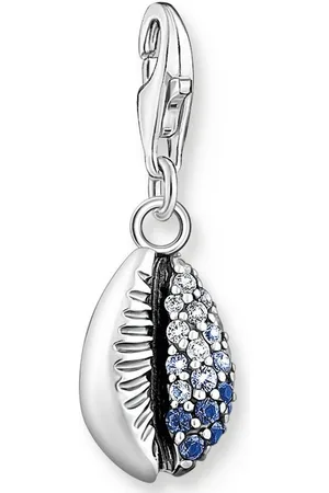 Thomas Sabo Charm-Einhänger Muschel-Optik mit blauen Steinen, 1894-945-7, mit Glas-Keramik Stein