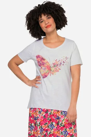Angel of Style T-Shirt T-Shirt Schmetterlings-Druck Rundhals Halbarm - Verkäufer: Popken Fashion Group