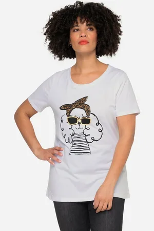Angel of Style T-Shirt T-Shirt Lama-Motiv Rundhals Halbarm - Verkäufer: Popken Fashion Group