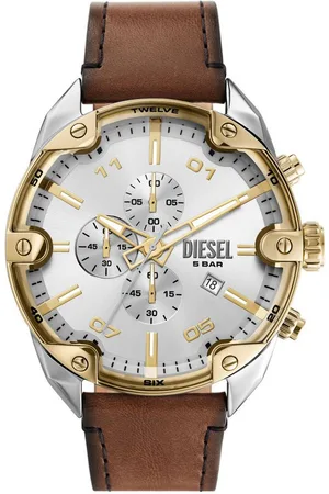 Diesel Chronograph SPIKED DZ4665, Armbanduhr, Herrenuhr, Lederarmband, analog, Tag, Stoppfunktion