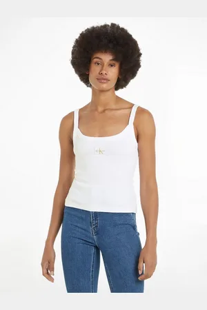 Calvin Klein Spaghettitop WOVEN LABEL RIB TANK mit Logopatch