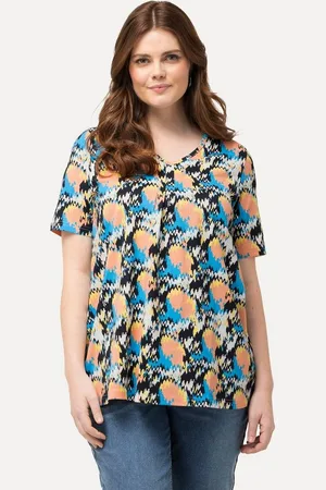 Ulla Popken T-Shirt T-Shirt Zierfalten A-Linie V-Ausschnitt Halbarm - Verkäufer: Popken Fashion Group