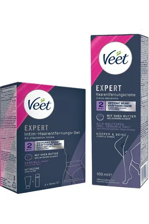 Veet Enthaarungscreme Körper & Beine (100ml) + Multi-Benefit-Schaum (2 x 50ml), Spar-Set, 2 St., für sensible Haut & Intimzone - Verkäufer: PENNGUIN-DE