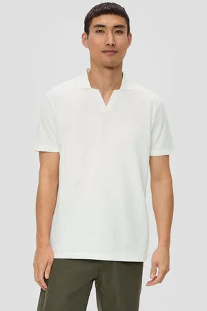 QS by s.Oliver Kurzarmshirt Poloshirt aus Baumwolle mit offenem Kragen - Verkäufer: