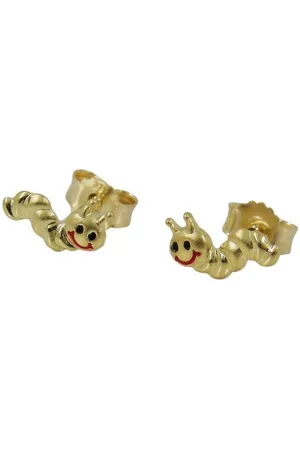 GALLAY Paar Ohrstecker Ohrring 4x8mm Wurm matt-glänzend farbig 9Kt GOLD (1-tlg) - Verkäufer: Cats Collection