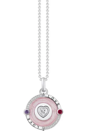 Thomas Sabo Kette mit Anhänger rosa und herzförmigem Stein, KE2201-390-9-L45v, mit Zirkonia (synth), Korund (synth)