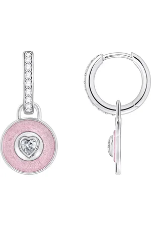 Thomas Sabo Paar Creolen mit Einhänger rosa und Zirkoniabesatz, CR723-691-9, mit Zirkonia (synth) - Einhänger abnehmbar