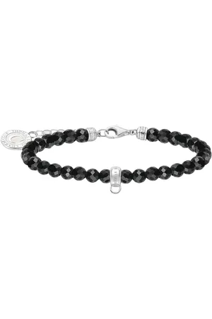 Thomas Sabo Charm-Armband mit rosa oder schwarzen Beads, A2141-067-9-L19v, A2141-130-11-L19v, mit Achat oder Rosenquarz