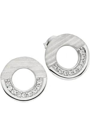Bruno Banani Paar Ohrstecker Schmuck Geschenk Silber 925 Ohrringe Kreis rund, B0249E/90/03, mit Zirkonia (synth)