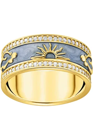 Thomas Sabo Fingerring blau mit kosmischen Symbolen, TR2450-565-1-52-60, mit Zirkonia (synth)