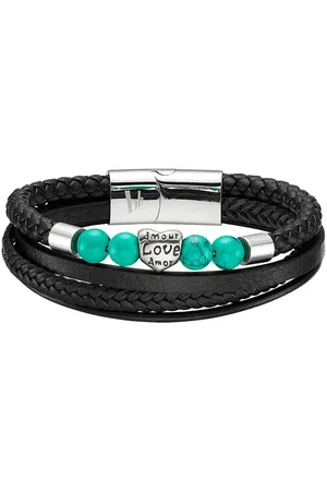 Bruno Banani Lederarmband Schmuck Geschenk Armband Herz, B4109B/20/00/21, mit Malachit