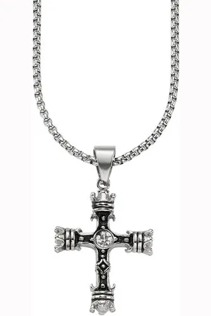 Bruno Banani Kette mit Anhänger Schmuck Geschenk Venezianerkette Gothic Kreuz, B4115N/20/00/55, mit Glasstein