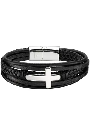 Bruno Banani Lederarmband Schmuck Geschenk Armband Kreuz, B4090B/20/00/21,5
