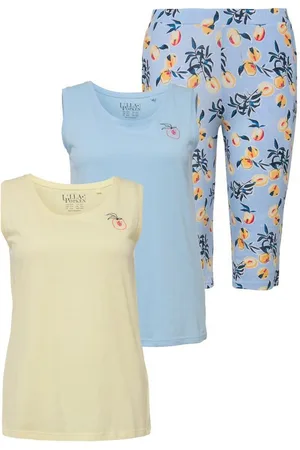 Ulla Popken Pyjama Pyjama dreiteilig Pfirsiche Rundhals ärmellos - Verkäufer: Popken Fashion Group