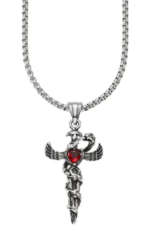 Bruno Banani Kette mit Anhänger Schmuck Geschenk Venezia Gothic Herz rot, B0247N/20/00/55, mit Glasstein