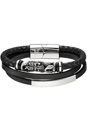 Bruno Banani Lederarmband Schmuck Geschenk Armband Totem Schädel Schlange, B4093B/20/00/21