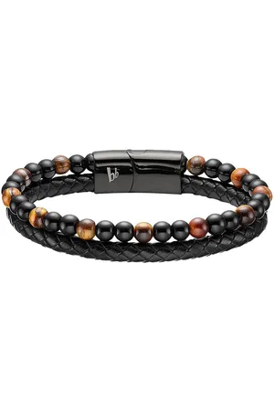 Bruno Banani Lederarmband Schmuck Geschenk Armband, B4104B/20/00/21, mit Tigerauge (synth)