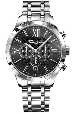 Thomas Sabo Chronograph REBEL URBAN WA0015-201-203-43 MM, Quarzuhr, Armbanduhr, Herren, Datum, Stoppfunktion, 12/24-Std.-Anzeige