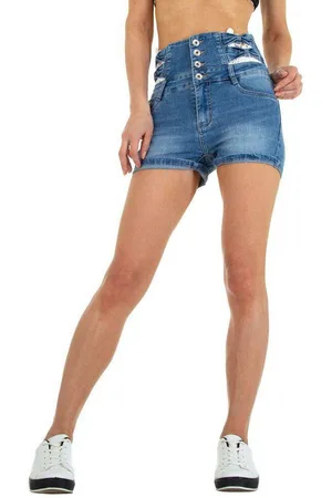Ital-Design Shorts Damen Freizeit (86585450) Used-Look Stretch Jeansshorts in - Verkäufer: