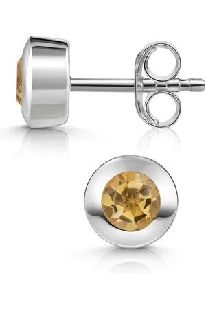 Materia Paar Ohrstecker Citrin Edelstein Ohrringe facettiert Ø7mm SO-155, 925 Sterling Silber - Verkäufer: Schmuck