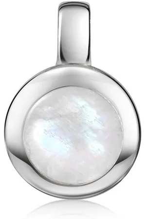 Materia Kettenanhänger Mondstein Edelstein Anhänger Weiß rund KA-38, 925 Sterling Silber - Verkäufer: Schmuck