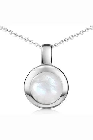 Materia Kettenanhänger Mondstein Edelstein Anhänger Weiß rund KA-38, 925 Sterling Silber - Verkäufer: Schmuck