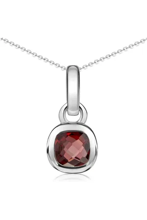 Materia Kettenanhänger Edelstein Granat Rot quadratisch facettiert KA-248-Granat, 925 Sterling Silber - Verkäufer: Schmuck