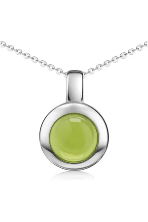 Materia Kettenanhänger Peridot Edelstein Anhänger Grün rund KA-38, 925 Sterling Silber - Verkäufer: Schmuck