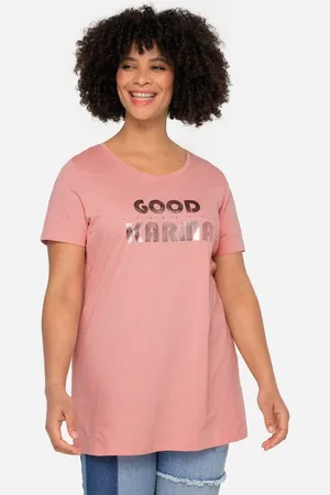 Angel of Style T-Shirt T-Shirt Metallic-Schriftzug Rundhals Halbarm - Verkäufer: Popken Fashion Group