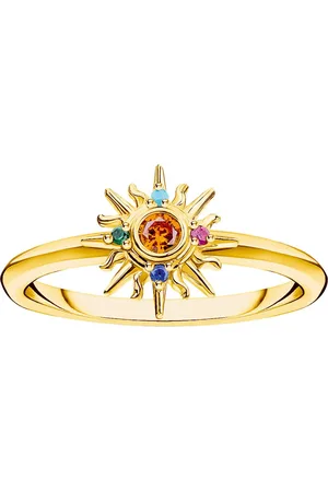 Thomas Sabo Fingerring Festival Vibes: Ring mit Sonne, TR2458-488-7-52-60, mit Glas-Keramik Stein, Korund (synth), Zirkonia (synth)