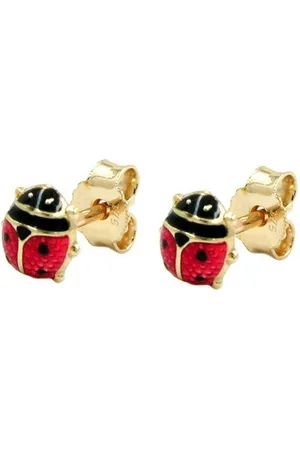 GALLAY Paar Ohrstecker Ohrring 6mm Marienkäfer rot-schwarz lackiert 9Kt GOLD (1-tlg) - Verkäufer: Cats Collection